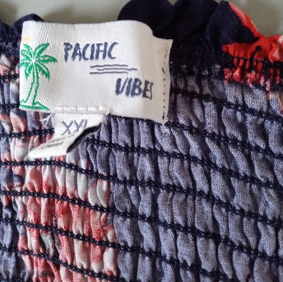 Pacific Vibes Sun Dress XXL Long W/ 2 Leg Slits Floral Spaghetti Strap Stretch - Picture 8 of 14